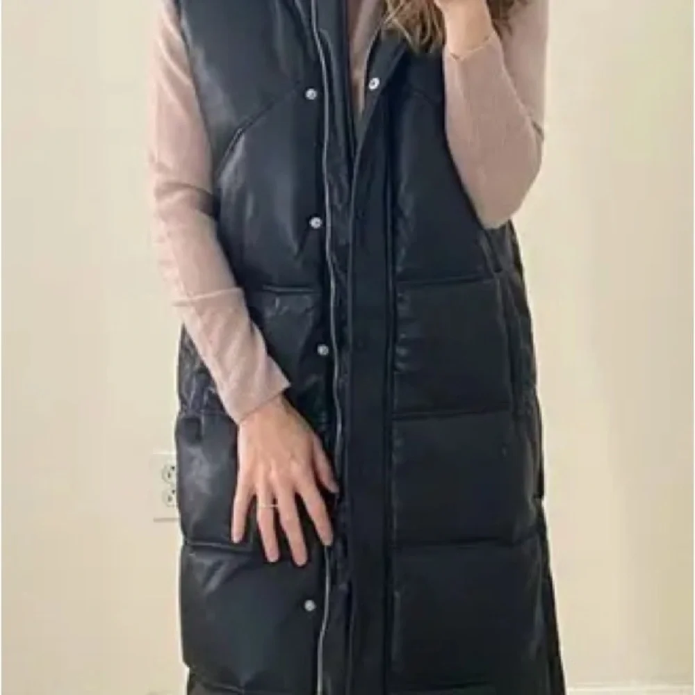 7 For All Mankind Long Black Puffer Vest - Picture 2 of 7